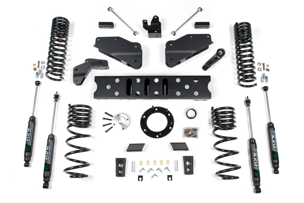 19-24 RAM 2500 5.5 Inch Radius Arm Bracket 4.5 Inch Rear Coil Gas 6-Bolt T-Case Nitro Shocks Zone Offroad
