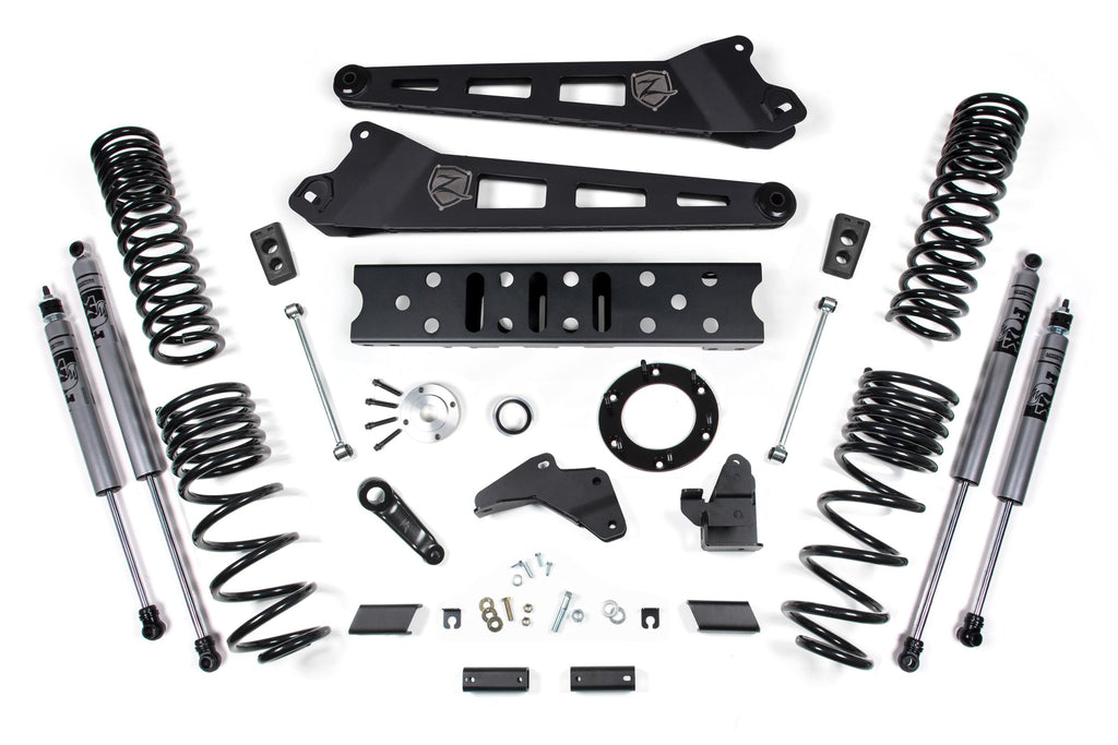 19-24 RAM 2500 5.5 Inch Radius Arm 4.5 Inch Rear Coils Gas 6-Bolt T-Case Fox Adventure Shocks Zone Offroad