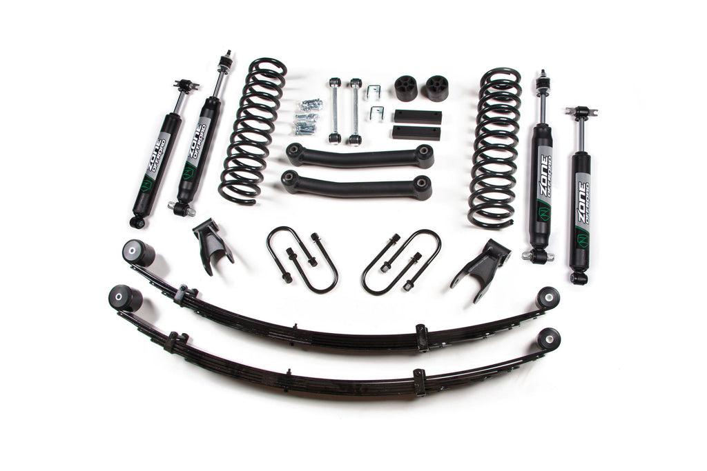 84-01 Jeep Cherokee XJ 4.5 Inch Lift Kit With Rear Springs Dana 35 Nitro Shocks Zone Offroad