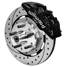 Cargar imagen en el visor de la galería, Wilwood 73-78 Dodge Charger Dynapro 6 Front Brake Hub Kit Black Caliper SRP Drilled &amp; Slotted Rotor