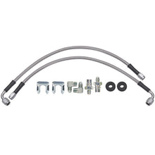 Load image into Gallery viewer, Wilwood 16in OAL Flexline -3 Hose to M10 x 1.00 to -3 Female Outlet 90 DEG 1/8 NPT