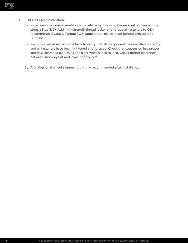 Fox 2.0 Performance Series Front Snap Ring Coil-Over | 0-2in Lift | 2015 - 2020 Ford F150 4x4 4wd