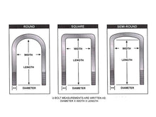 Cargar imagen en el visor de la galería, Square Leaf Spring Suspension U-Bolt | 9/16" x 2-1/2" Wide x 8-3/4" Long | UBT4036