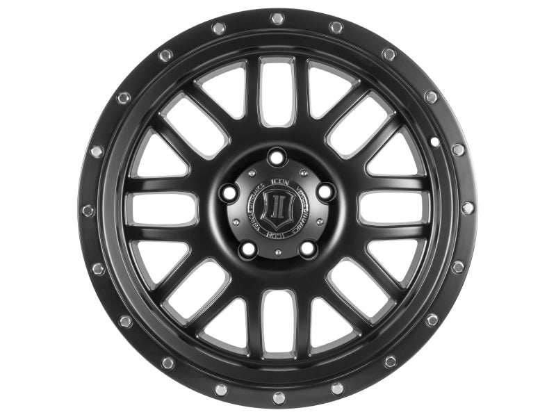 ICON Alpha 20x9 5x150 16mm Offset 5.625in BS 110.1mm Diámetro Rueda negra satinada