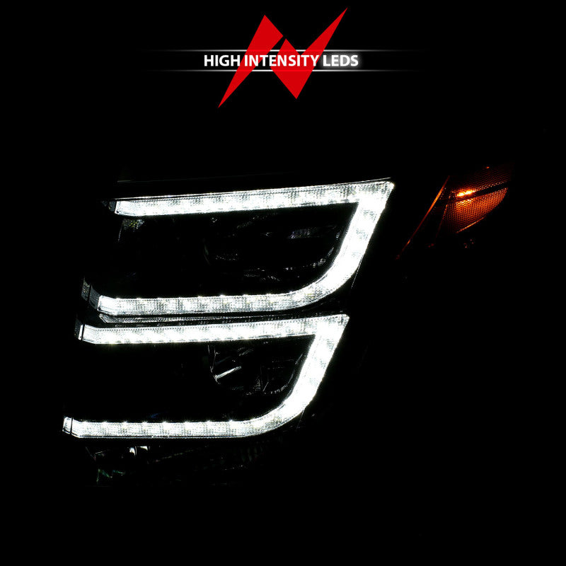 ANZO 2015-2020 Chevy Tahoe Proyector Faros delanteros estilo tablón negro con DRL