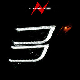 ANZO 2015-2020 Chevy Tahoe Proyector Faros delanteros estilo tablón negro con DRL