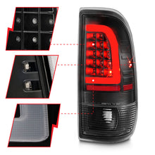 Cargar imagen en el visor de la galería, ANZO 1997-2003 Ford F-150 luces traseras LED con barra de luz, carcasa negra, lente transparente