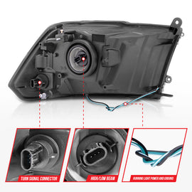 ANZO 2009-2018 Dodge Ram 1500 Faros delanteros de cristal con barra de luz, carcasa negra