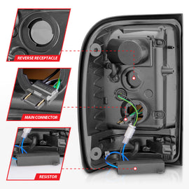 ANZO 2001-2011 Ford Ranger luces traseras LED con barra de luz, carcasa negra, lente transparente