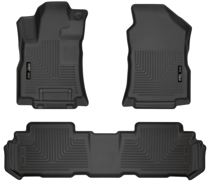 Husky Liners 19-23 Subaru Ascent Weatherbeater Revestimientos de piso para asiento delantero y segundo, color negro