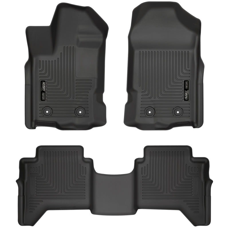Husky Liners 2019+ Ford Ranger SuperCrew Cab Weatherbeater Revestimientos negros para piso delantero y segundo asiento