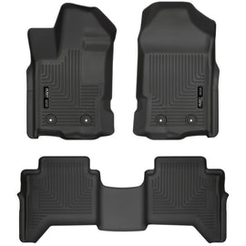 Husky Liners 2019+ Ford Ranger SuperCrew Cab Weatherbeater Revestimientos negros para piso delantero y segundo asiento