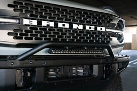 DV8 Offroad 2021-2022 Ford Bronco (no para parachoques de plástico de fábrica) Barra protectora de parachoques de fábrica - Negro