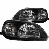 ANZO Faros delanteros de cristal Honda Civic 1999-2000, color negro