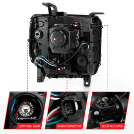 ANZO 2016-2019 Gmc Sierra 1500 Proyector Faro estilo tablón cromado con señal ámbar secuencial