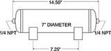 Tanque de aire Firestone de 2 galones y 7 pulgadas. x 14,5 pulgadas. (2) 1/4 pulg. Puertos NPT 150 PSI máx. - Negro (WR17609126)