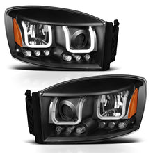 Cargar imagen en el visor de la galería, ANZO 2006-2008 Dodge Ram 1500 Faros delanteros proyectores con barra en U, color negro