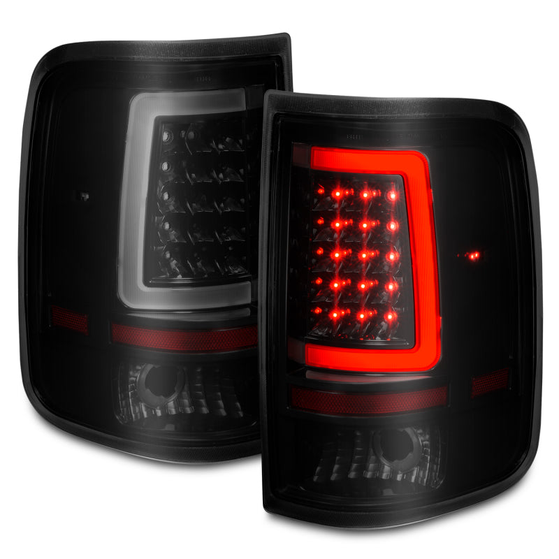 ANZO 2004-2006 Ford F-150 luces traseras LED con barra de luz, carcasa negra, lente ahumada