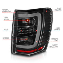 Cargar imagen en el visor de la galería, ANZO 1999-2004 Jeep Grand Cherokee luces traseras LED con barra de luz, carcasa negra, lente transparente