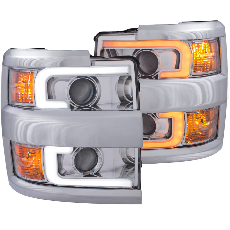 ANZO Faros delanteros proyectores 15-17 Chevrolet Silverado 2500HD / 3500HD cromados con borde cromado