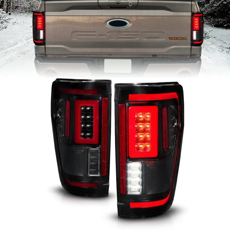 ANZO 21-23 Ford F-150 Luces traseras LED Sec. Señal con cubierta BLIS - Ahumado negro
