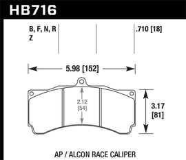 Pastillas de freno de carrera Hawk AP Racing/Alcon Universal DTC-70
