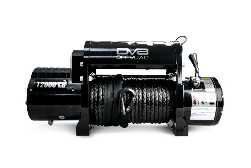 Cabrestante DV8 Offroad de 12000 LB con cable sintético y control remoto inalámbrico - Negro