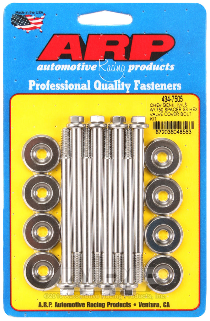 ARP Small Block Chevy GENIII/IV LS Series .750 Kit de pernos de cubierta de válvula hexagonal espaciador - Acero inoxidable