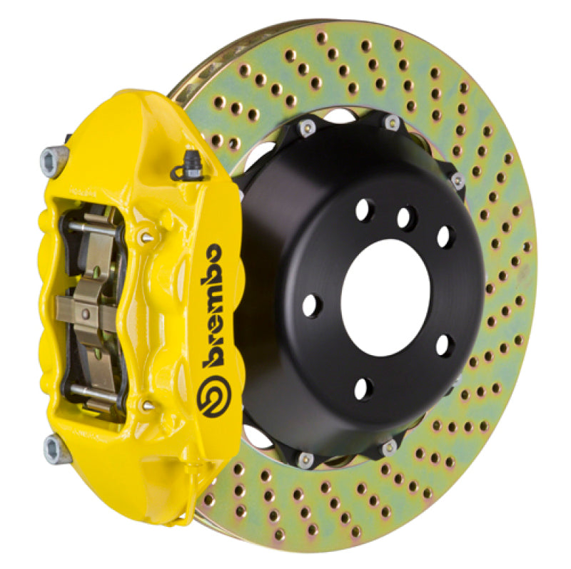 Brembo 15-17 F150 2WD/4WD (Excl. Raptor) Trasero GT BBK 4 pistones fundidos 380x28 2 piezas rotor perforado - Amarillo