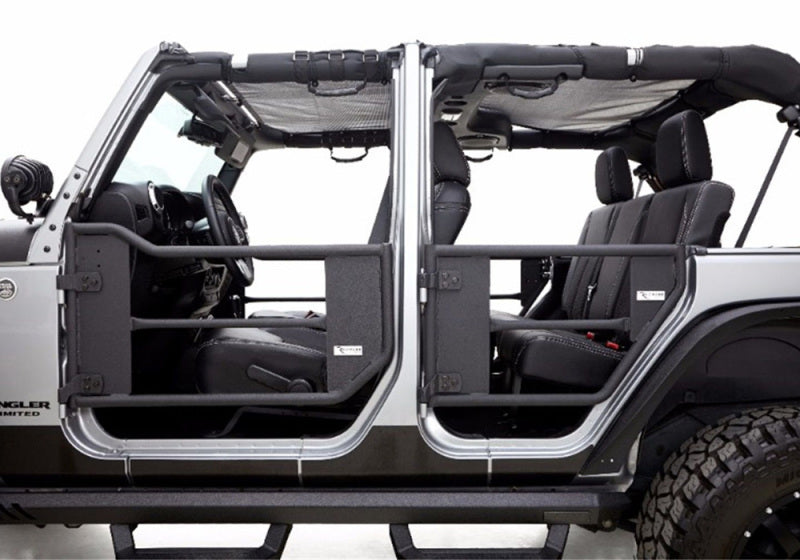 Rampage 2007-2018 Jeep Wrangler(JK) Puertas tubulares de 2 puertas con red, color negro