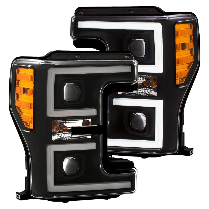Faros delanteros LED ANZO 17-18 Ford F-250 Super Duty Faros delanteros LED estilo tablón negros (par)