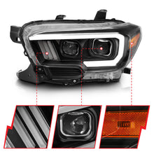 Cargar imagen en el visor de la galería, ANZO 2016-2017 Toyota Tacoma Proyector Faros delanteros con estilo de tablón Switchback negro con ámbar