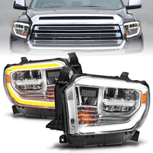 Cargar imagen en el visor de la galería, ANZO 2014-2021 Toyota Tundra Faros delanteros LED de cristal con carcasa cromada Switchback con DRL