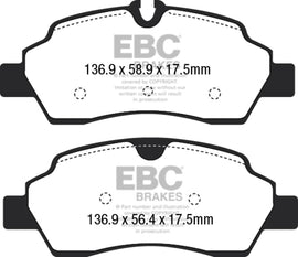 EBC 2015+ Ford Transit 150 SRW Pastillas de freno traseras Yellowstuff