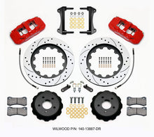 Cargar imagen en el visor de la galería, Wilwood AERO6 Front Hat Kit 15.00 Drilled Red 2015-Up Mustang w/Lines