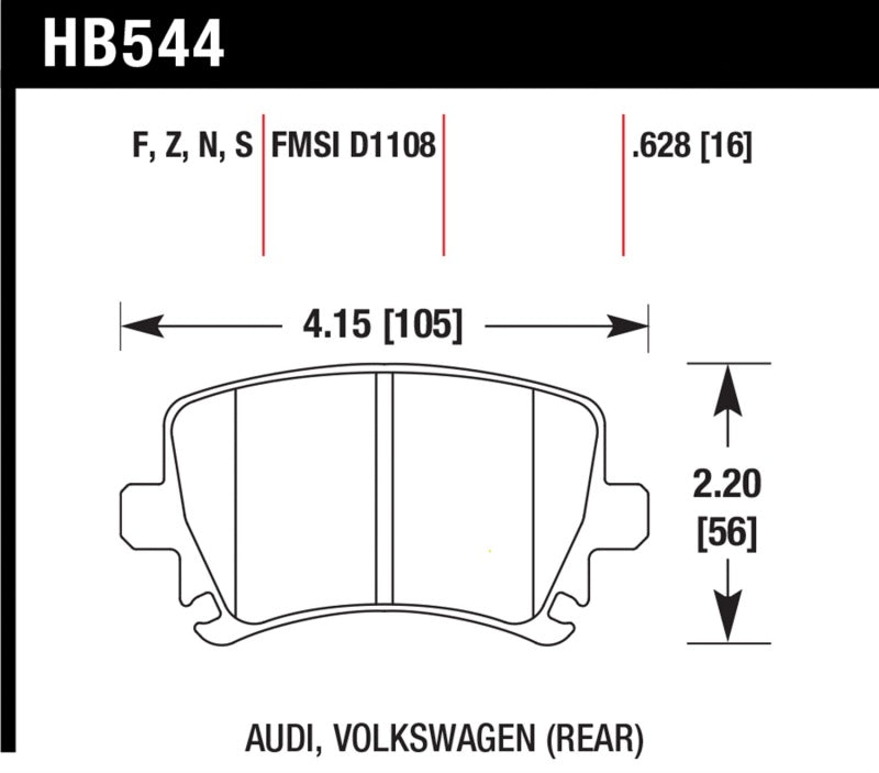 Hawk 06 Audi A6 Quattro Avant/06-09 A6 Quattro HT-10 Pastillas de freno traseras