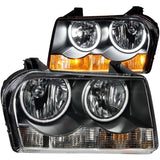 ANZO 2005-2010 Chrysler 300 Faros delanteros de cristal con halo negro (CCFL)