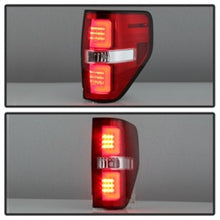 Cargar imagen en el visor de la galería, Spyder 09-14 Ford F150 V2 Light Bar LED Tail Lights - Red Clear (ALT-YD-FF15009V2-LBLED-RC)