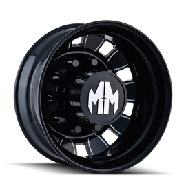Mayhem 8180 BigRig 24.5x8.25/10x285.75 BP/168mm Offset/220.1mm Buje Trasero Negro con Rueda de Radios Fresados