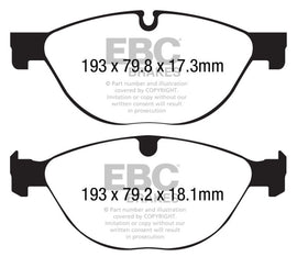 EBC 13+ Jaguar F-Type (solo hierro fundido) 3.0 Supercharged (380) Perf Pkg Pastillas de freno delanteras Yellowstuff