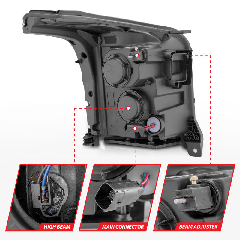 ANZO 2015-2017 GMC Yukon XL Faros delanteros con barra de luces - Cromo/Ámbar