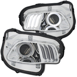 ANZO 2014-2016 Jeep Cherokee Proyector Faros delanteros cromados transparentes con blanco y rojo