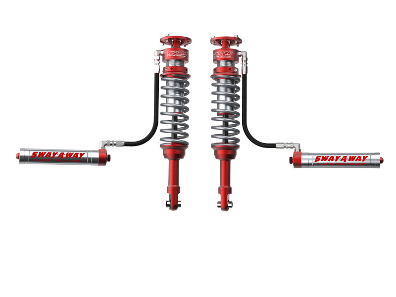 aFe Sway-A-Way 10-14 F150/Raptor 6.2L 3.0 Kit de amortiguadores roscados delanteros con depósitos remotos y ajustador de compresión