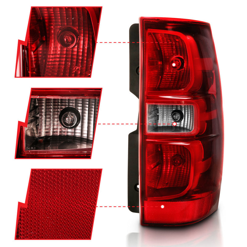 ANZO 2007-2014 Chevy Tahoe luz trasera roja/lente transparente (reemplazo OE)