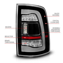 Cargar imagen en el visor de la galería, ANZO 09-18 Dodge Ram 1500 Luces traseras LED secuenciales negras con señal ámbar de retroceso