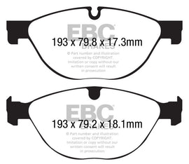 EBC 13+ Jaguar F-Type (solo hierro fundido) 3.0 Supercharged (380) Perf Pkg Pastillas de freno delanteras Redstuff
