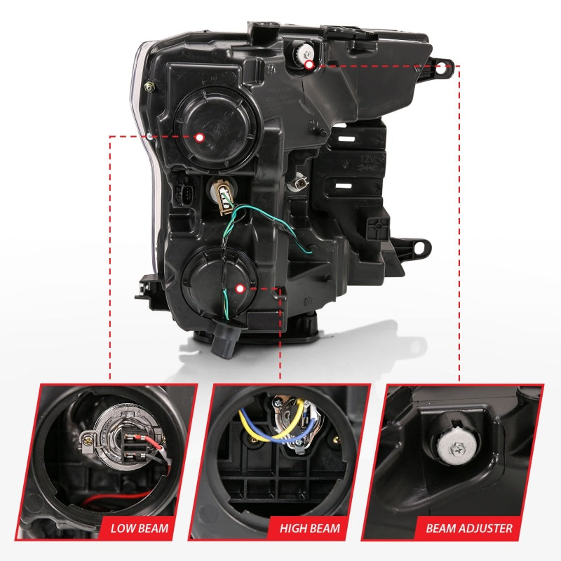 ANZO 2018-2019 Ford F-150 Proyector Plank Style HL Cromo Ámbar (Sin Switchback)