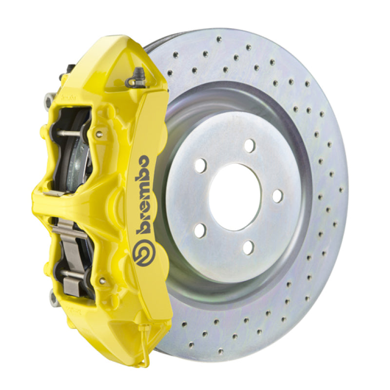 Brembo 66-89 911S/SC/Carrera Delantero GT BBK 4 Pistones Fundido 323x28 1pc Rotor Perforado - Amarillo