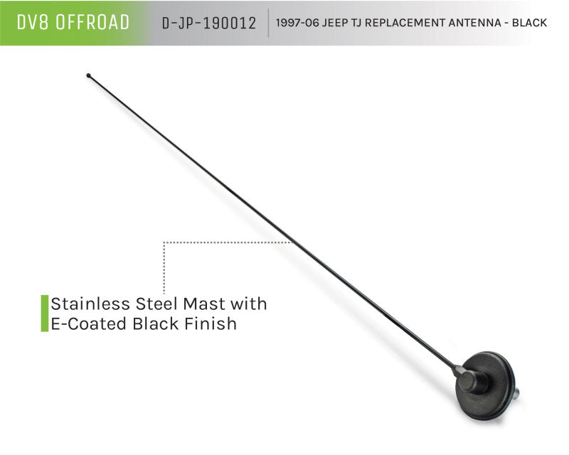 DV8 Offroad 1997-06 Jeep TJ Antena de repuesto negra