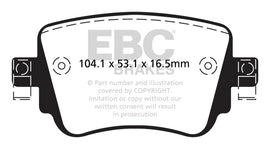 EBC 15-21 Volkswagen GTi 2.0 Turbo Pastillas de freno traseras Yellowstuff